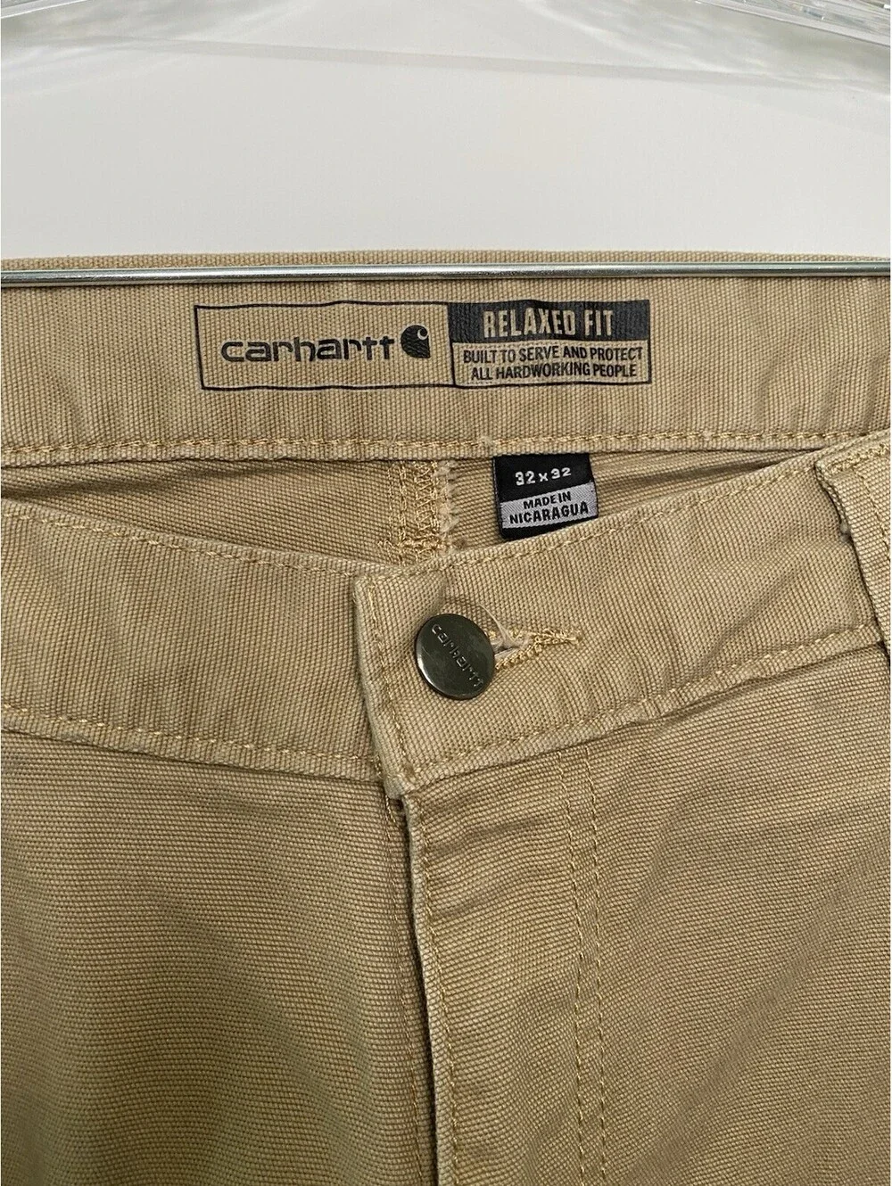 Carhartt Men's Khaki Relaxed Fit Rugged Flex Pants 32x32
